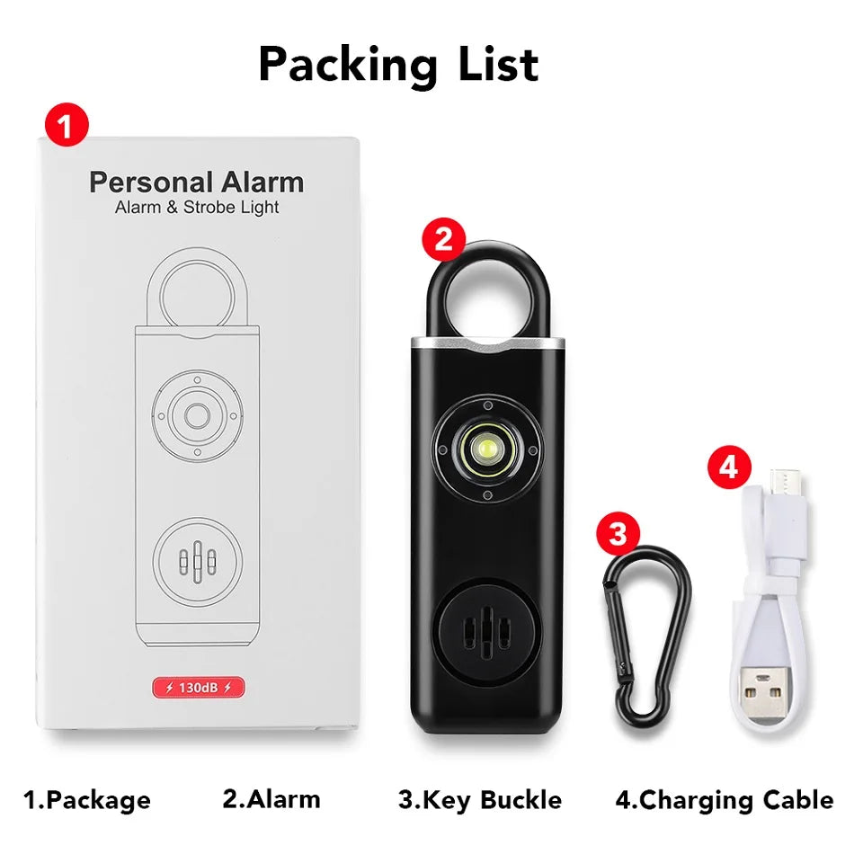 Avondally Rechargeable Personal Safety Alarm + Strobe Light